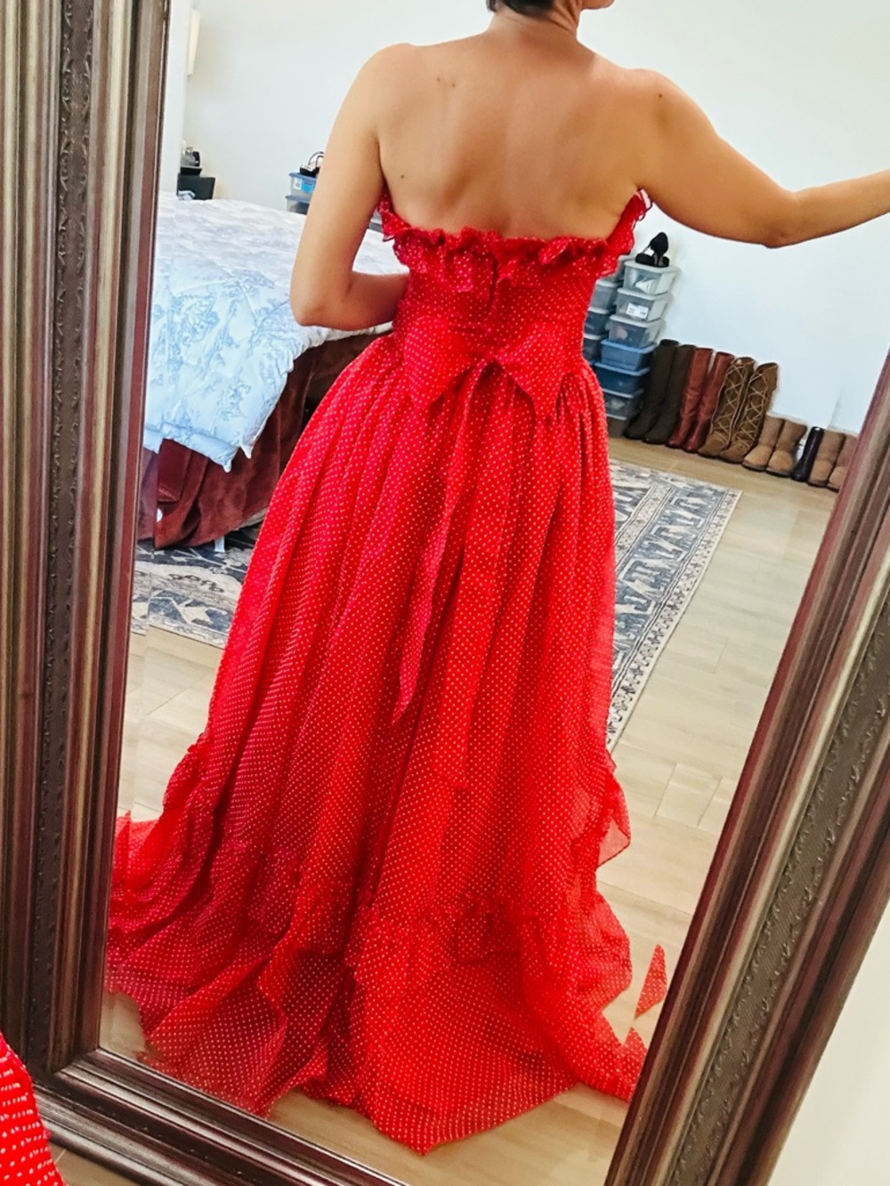 Vintage 70’s/80’s Polka Dot Ruffle Gown - Picture 3 of 16
